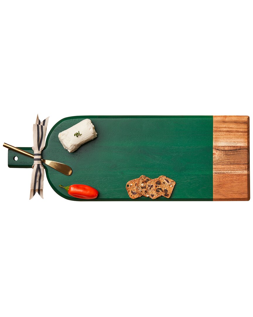 Maple Leaf At Home Long Acacia Bevel Board With Spreader In Green