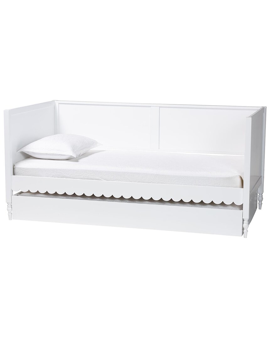 Baxton Studio Roni Modern Scalloped Twin Daybed With Trundle