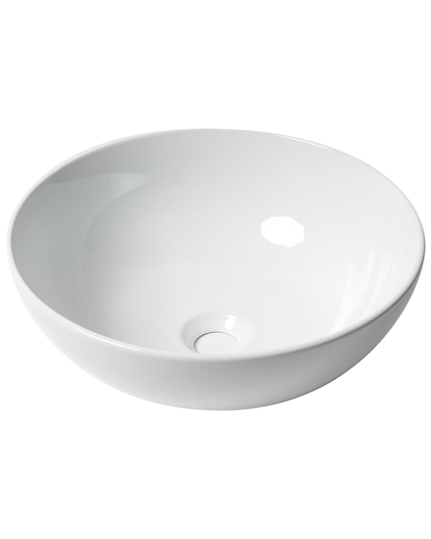 Alfi White 15in Round Vessel Bowl Above Mount Ceramic Sink