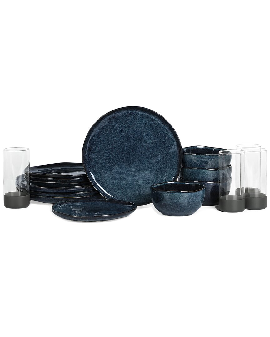 Stone Lain Mirella 16pc Stoneware Dinnerware Set With Borosilicate Glass
