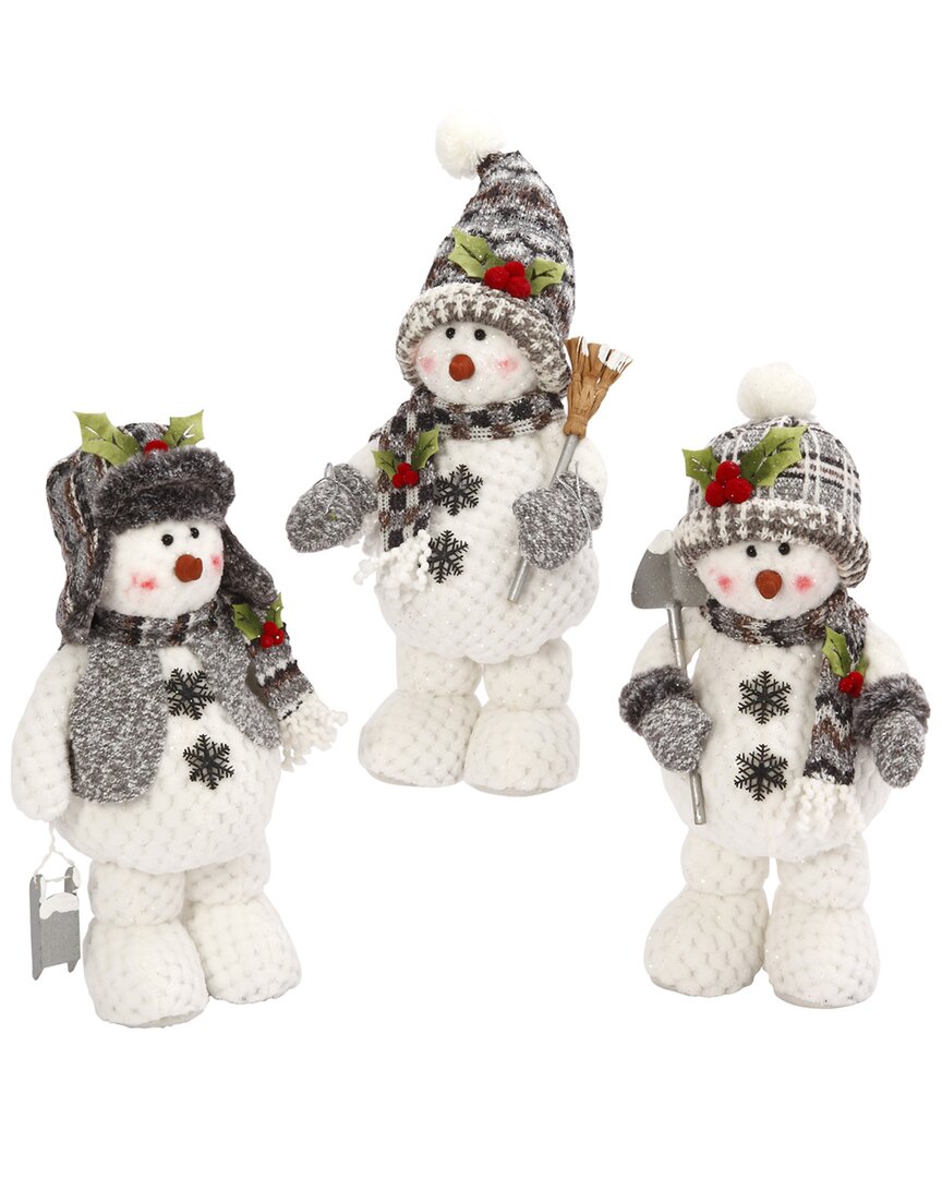 Gerson International Plush Standing Snowmen Figurines (set Of 3) In Multicolor