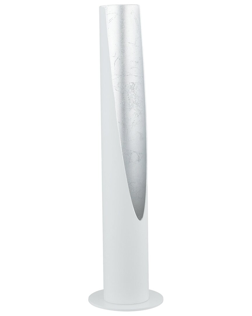 EGLO EGLO BARBOTTO 1 LIGHT CYLINDER TABLE LAMP WITH MATTE WHITE & SILVER INTERIOR FINISH