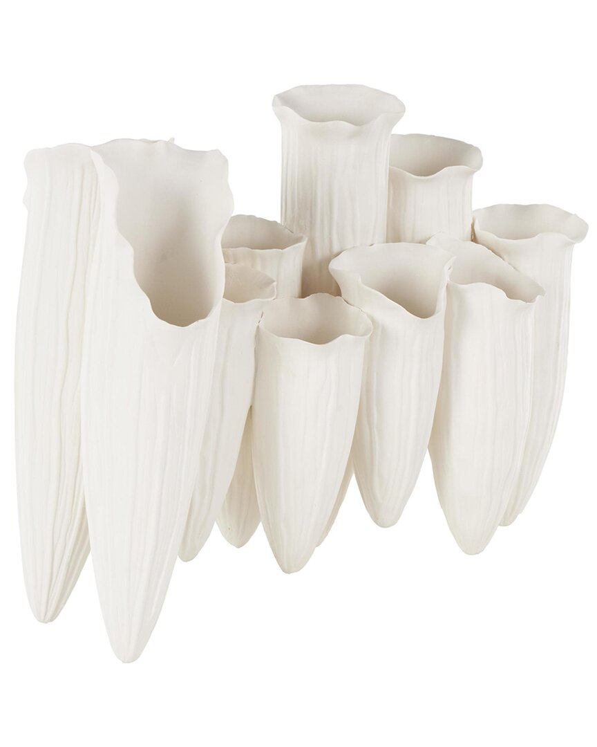 Peyton Lane Abstract Ceramic Floral Inspired 10 Openings Decorative Vase In White