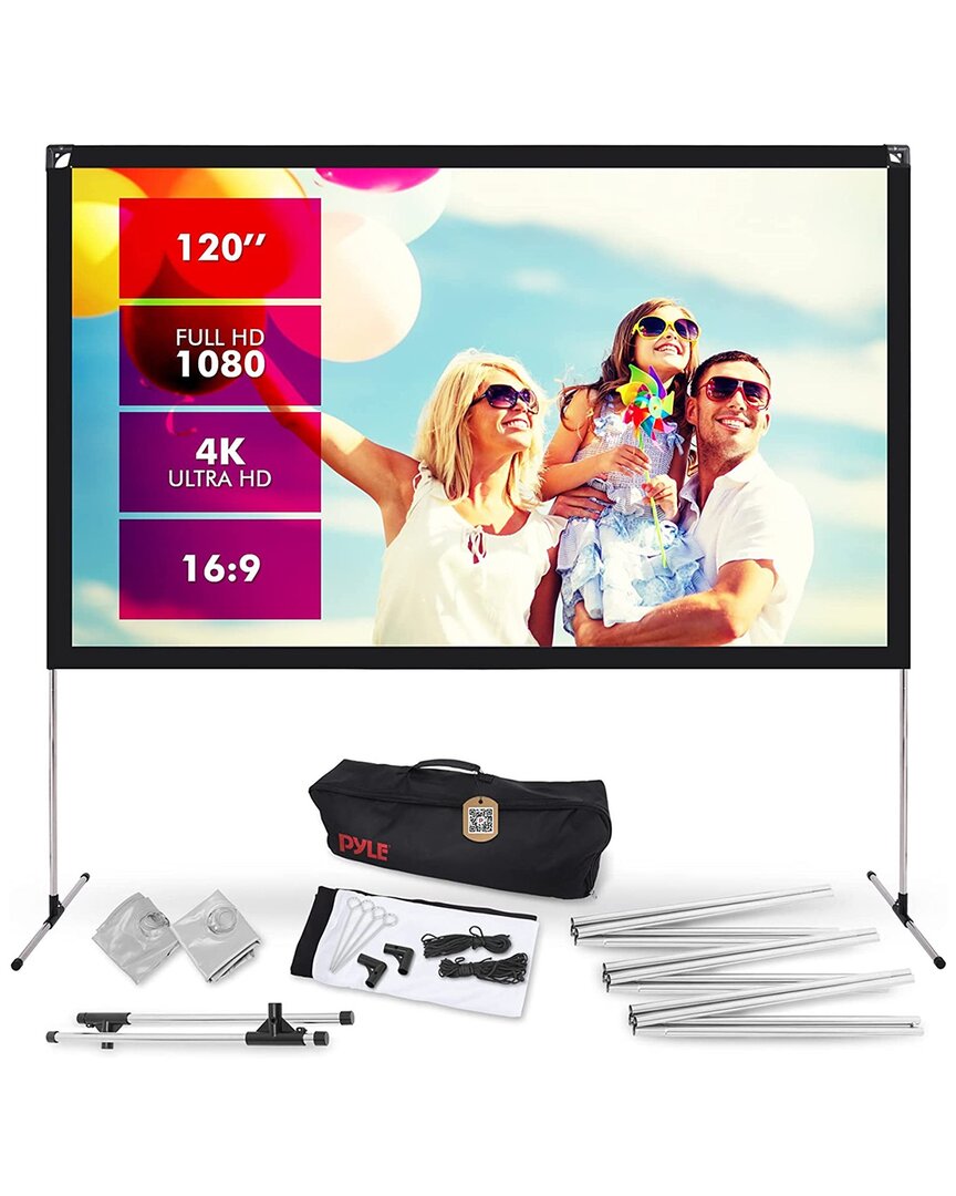 Pyle 56in Stainless Steel Tube Projection Screen In Black