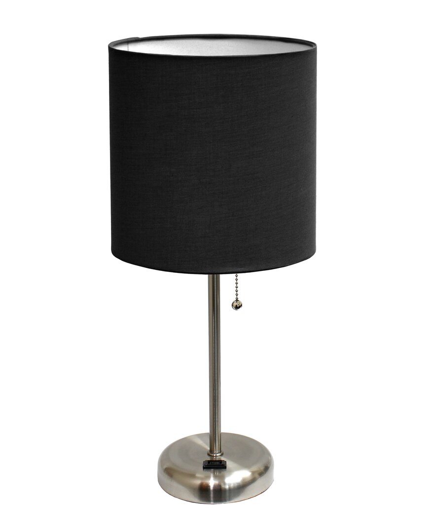 Lalia Home 19.5in Stick Table Desk Lamp With Drum Shade In Burgundy