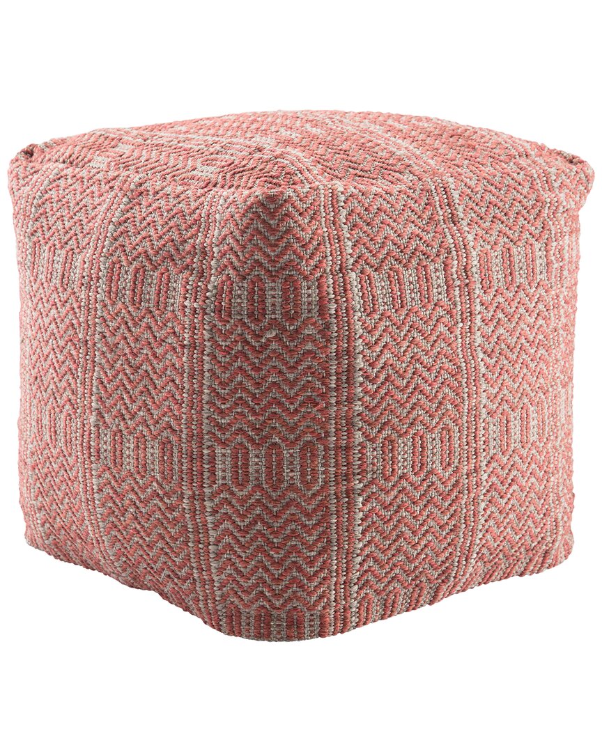 Jaipur Living Destrie Indoor Outdoor Tribal Cube Pouf In Red