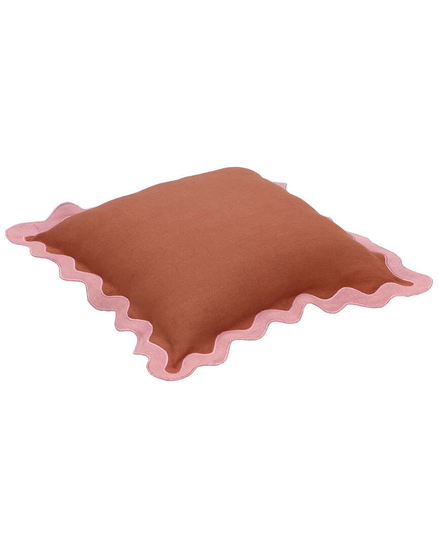 Tov Furniture Scalloped Edge Linen Throw Pillow In Pink
