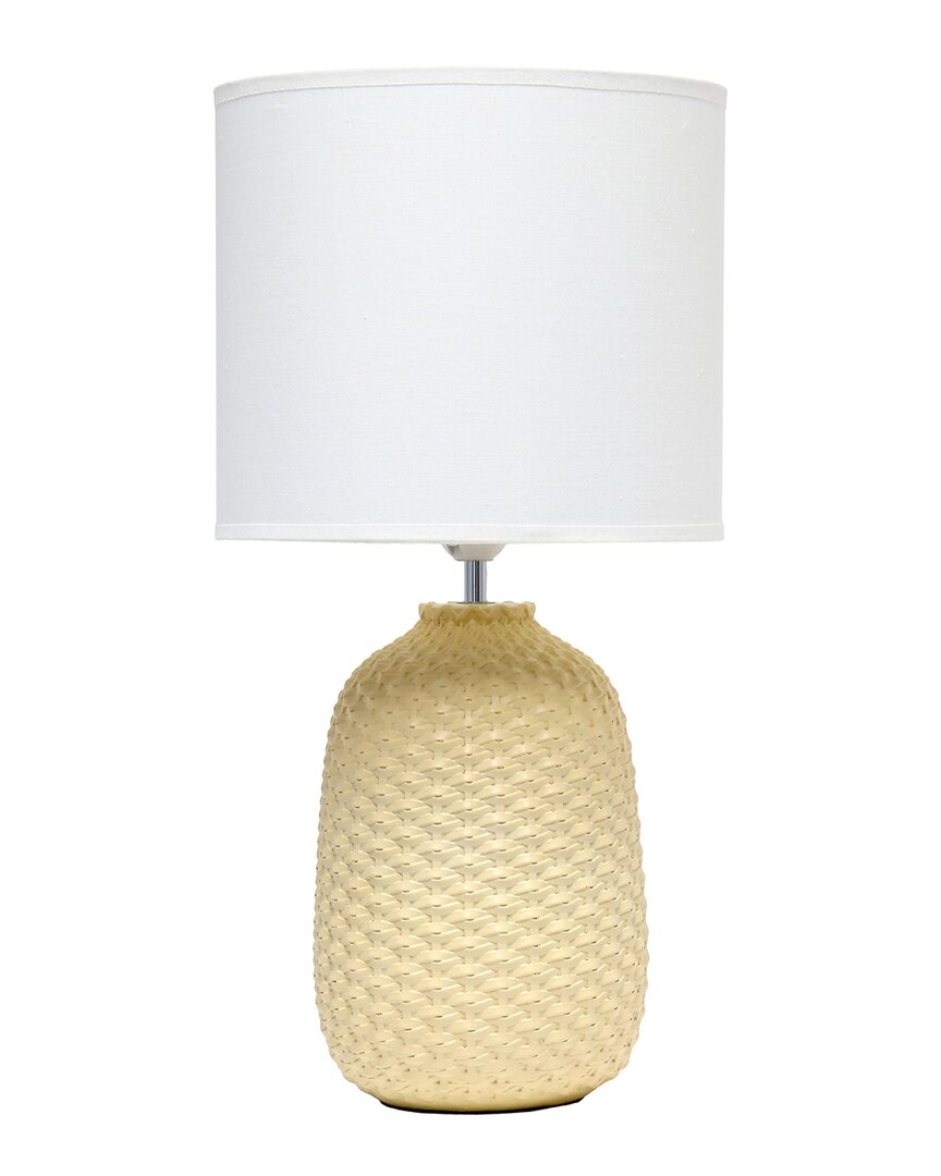 Lalia Home 20.4in Tall Traditional Ceramic Purled Texture Bedside Table Desk Lamp In Yellow