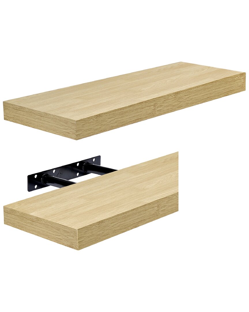 Sorbus Set Of 2 Rustic Floating Shelves In Neutral