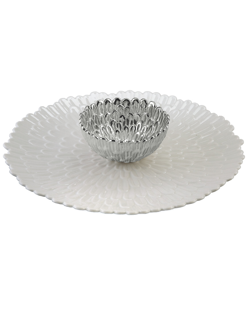 Michael Aram Chrysanthemum Chip & Dip In Silver
