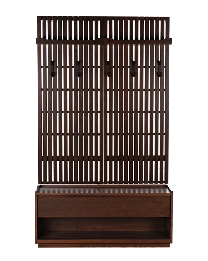 Safavieh Couture Petrabella Wood Hall Tree With Bench In Brown