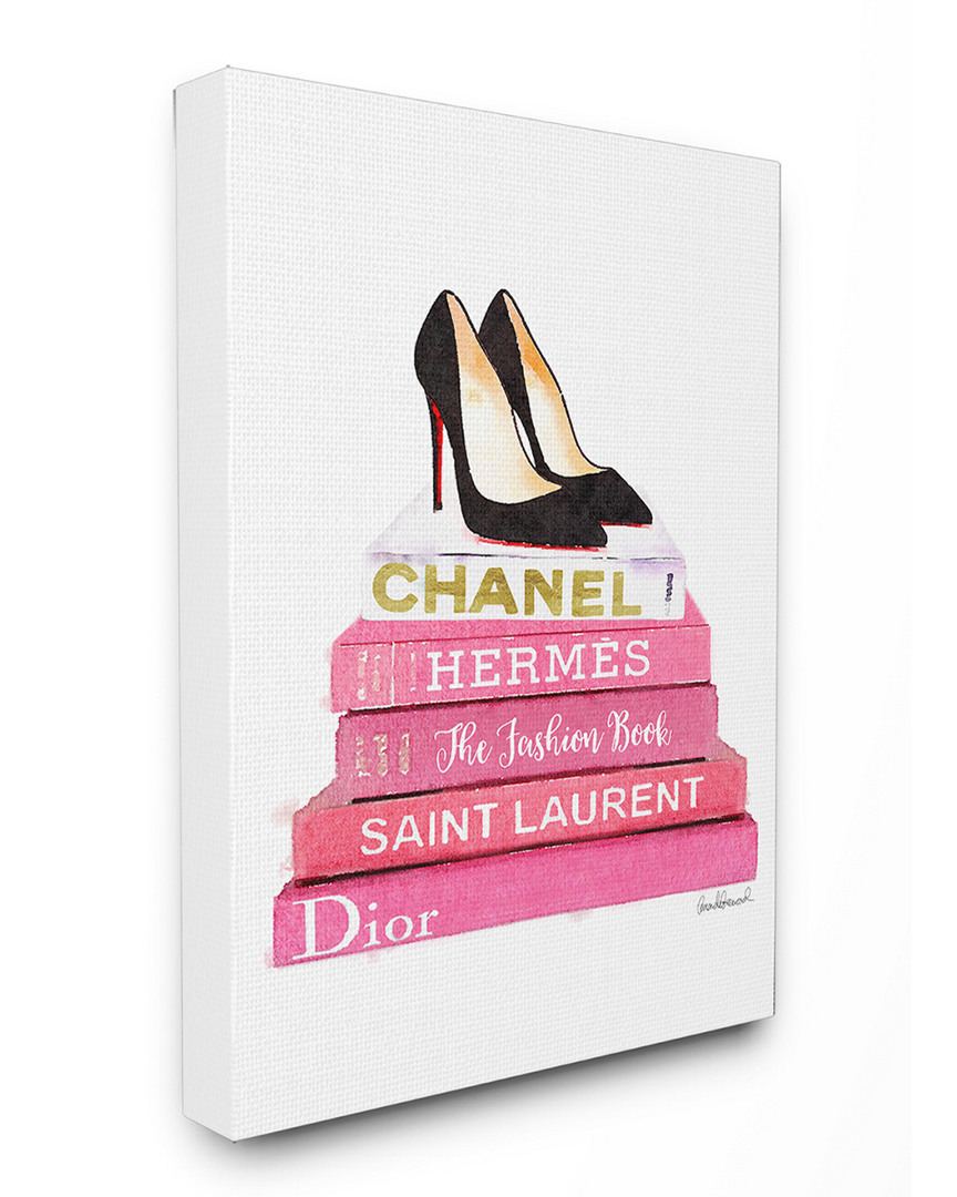 Stupell Industries Glam Pink Fashion Books Black Pump Hells