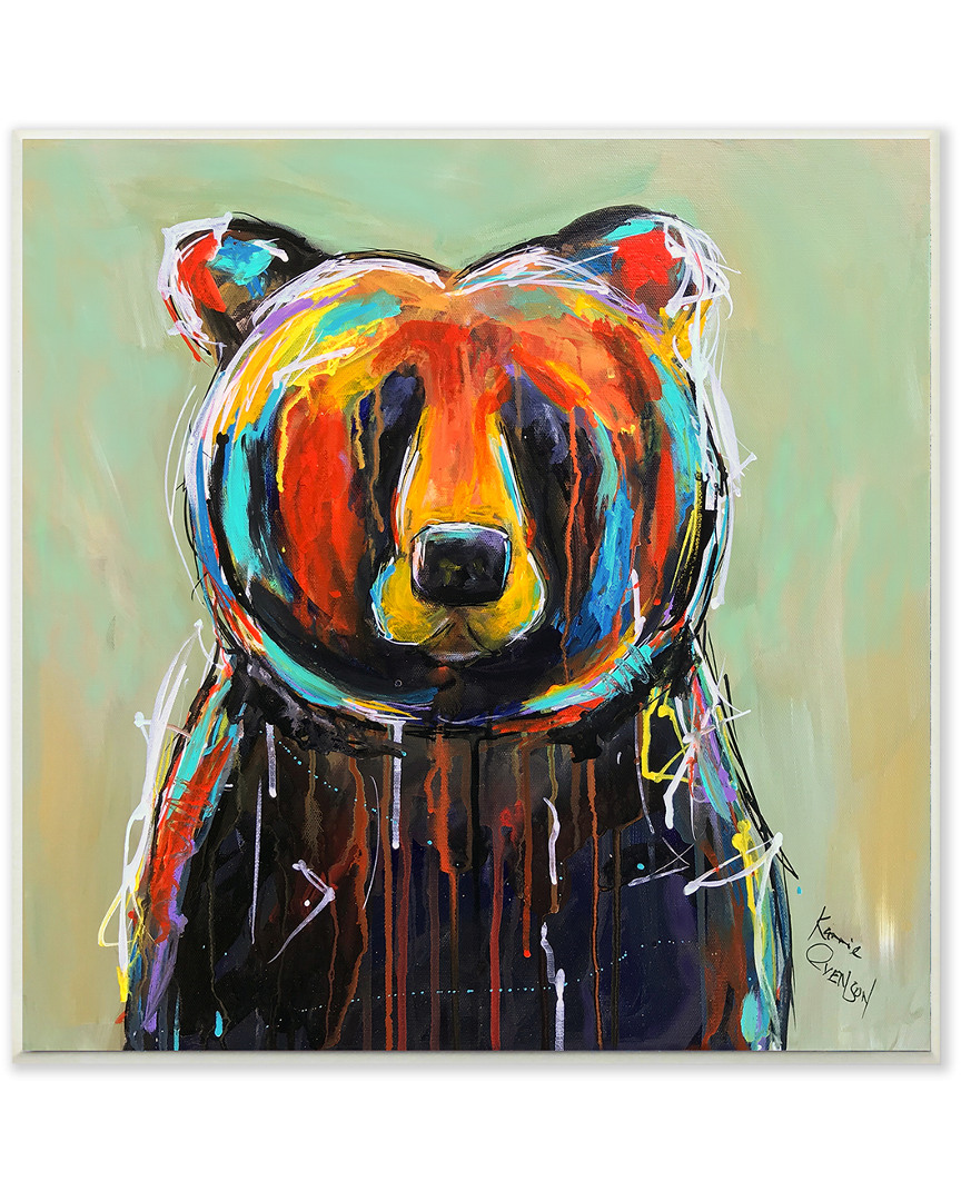 Stupell Abstract Colorful Painted Black Bear By Karrie Evenson Art On Wood In Multi