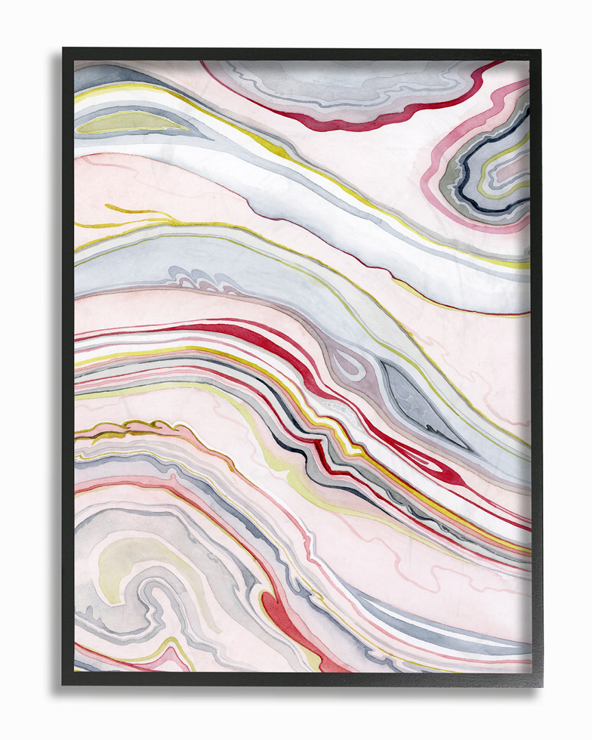 Stupell Blue Pink Red Green Watercolor Marbling Abstract By Grace Popp Framed Art