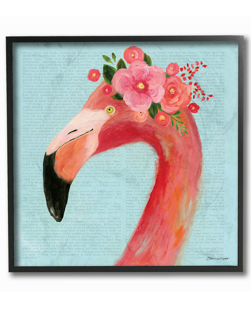 Stupell Floral Flamingo Blue Portrait By Stephanie Workman Marrott Framed Art