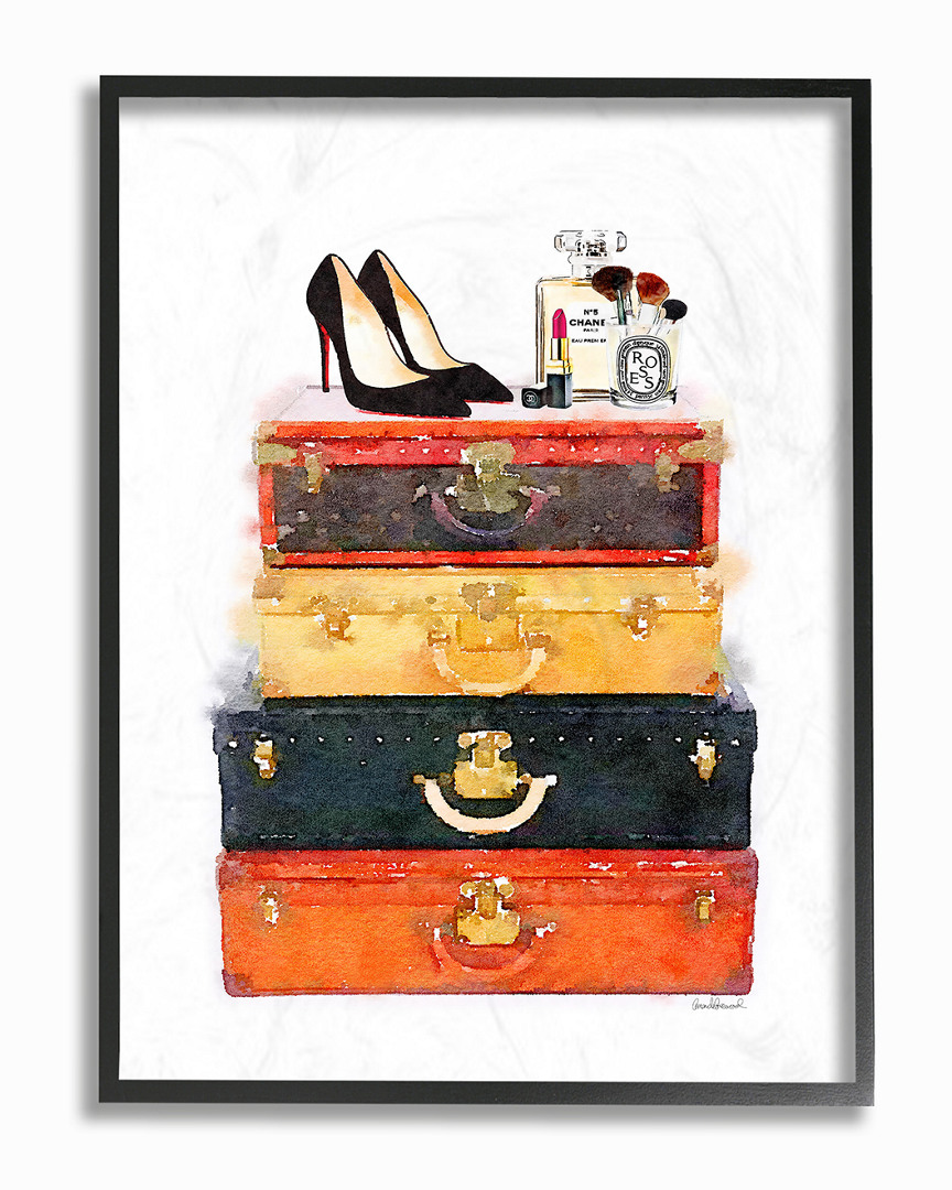 Stupell Luggage Stack Shoes And Makeup By Amanda Greenwood Framed Art