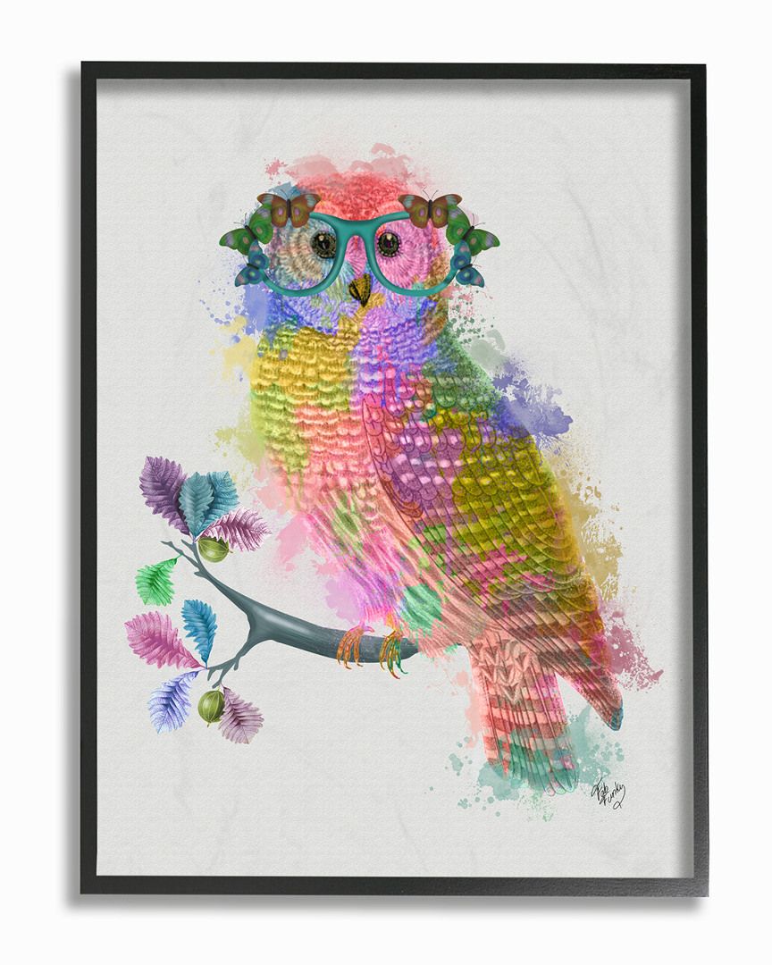 Stupell Rainbow Splash Owl In Glasses By Fab Funky Framed Art