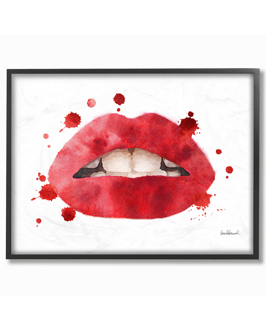 Stupell Red Lips Watercolor Splash By Amanda Greenwood Framed Art