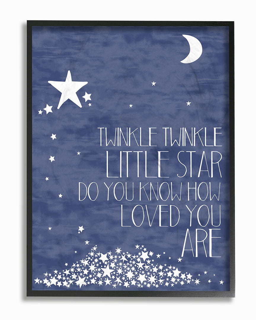 Stupell Navy Textural Twinkle Little Star Typography By Karen Zukowski (finny And Zook) Framed Art