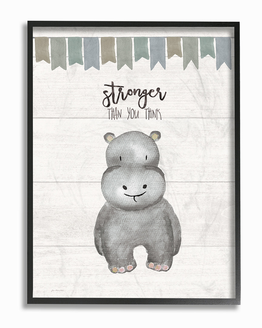 Stupell Stronger Than You Think Hippo By Jo Moulton Framed Art