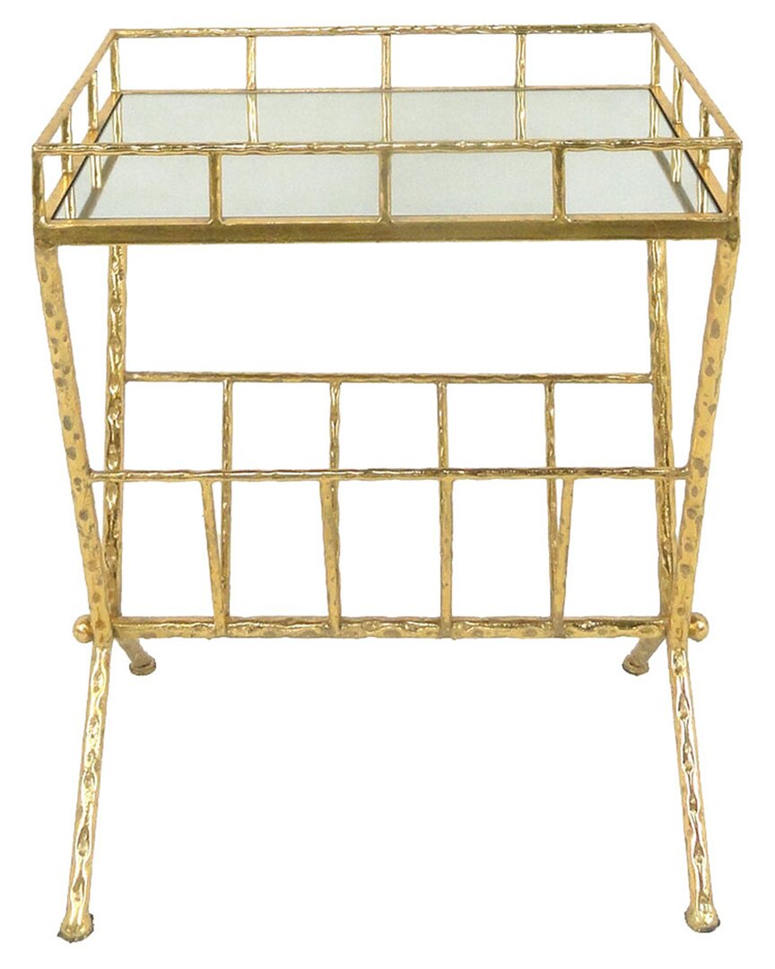 Sagebrook Home Accent Table Mirror With Magazine Rack In Gold