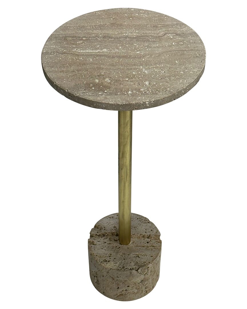 Sagebrook Home 26in Travertine Accent Table In Neutral