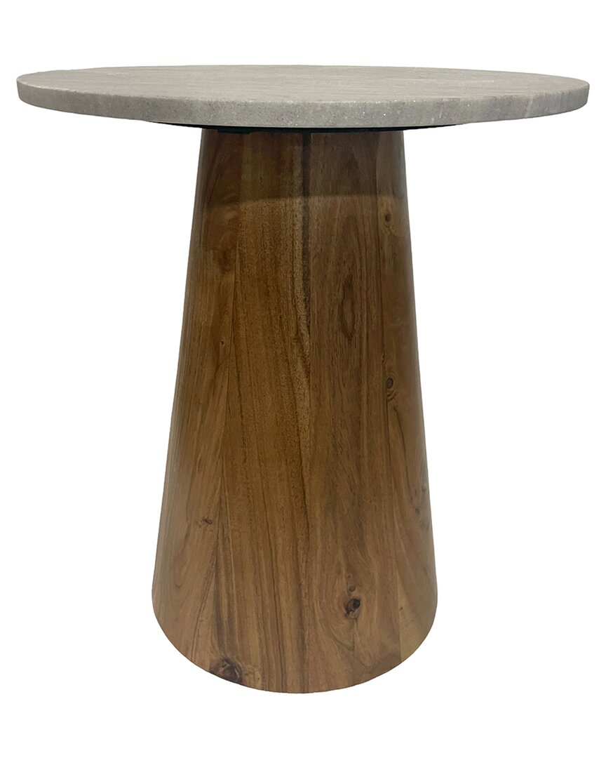 Sagebrook Home 19in Hourglass Marble Top Side Table In Brown