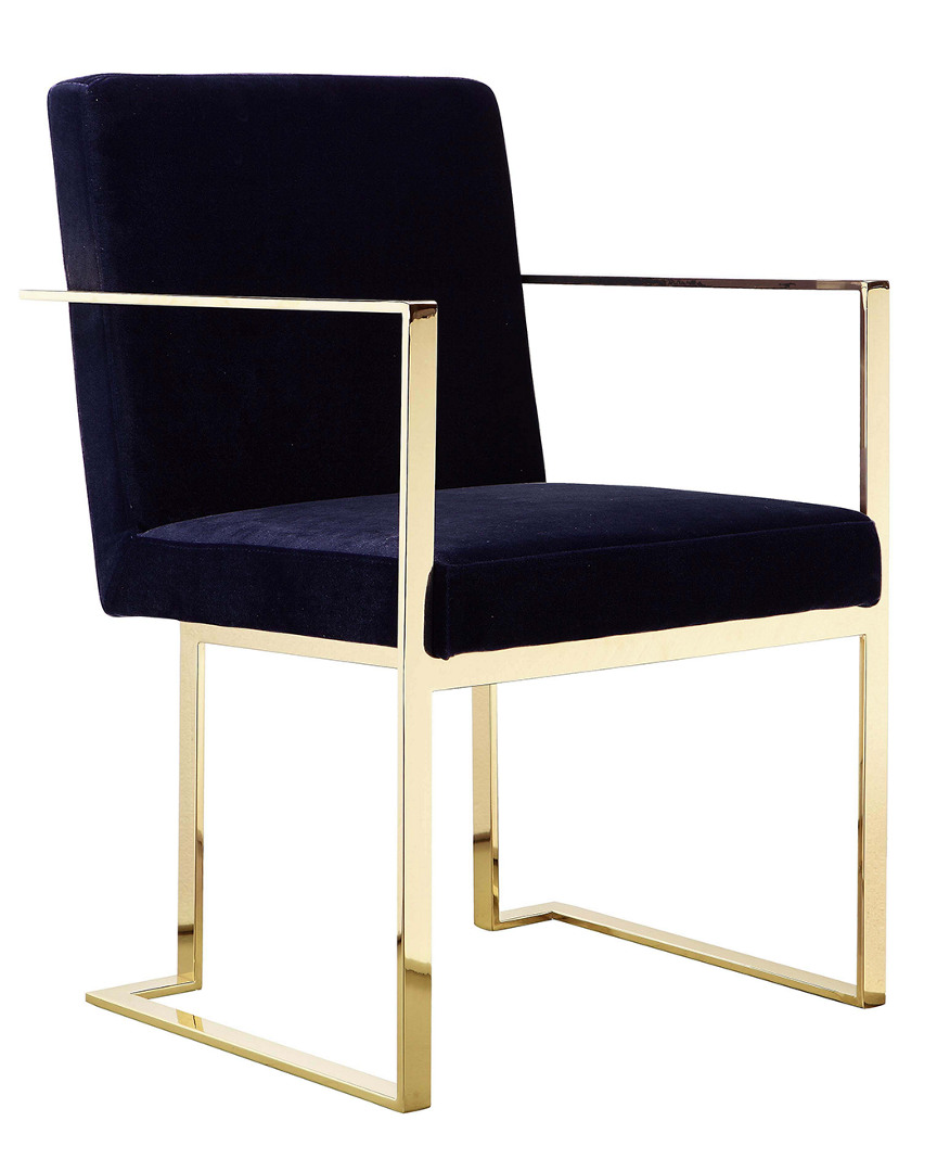 Pangea Home Gold Dexter Arm Chair In Blue