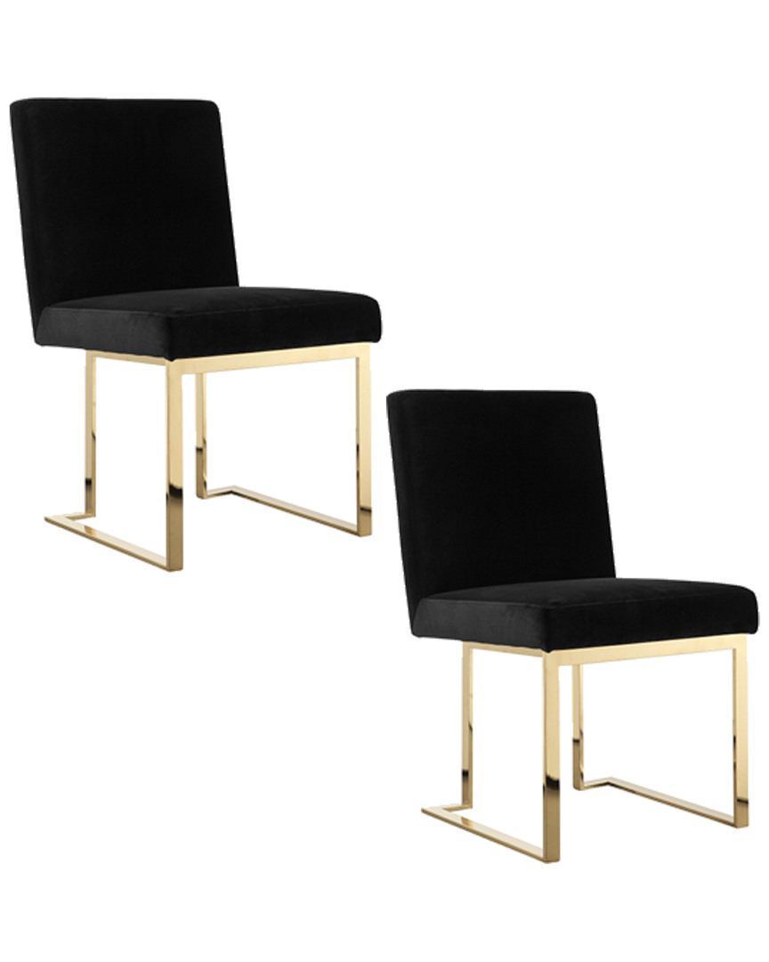 Pangea Home Set Of 2 Gold Dexter Side Chairs In Black