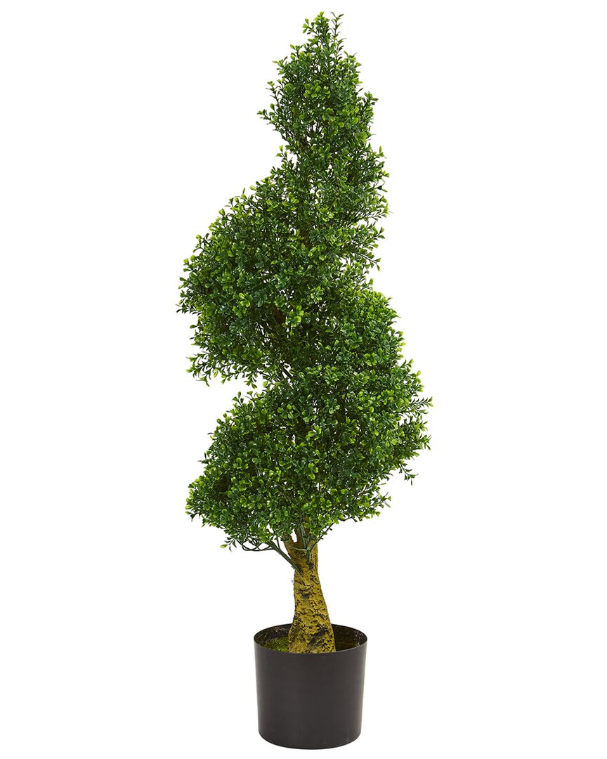 Nearly Natural 4ft Spiral Boxwood Artificial Tree, Uv Resistant  (indoor/outdoor) In Green