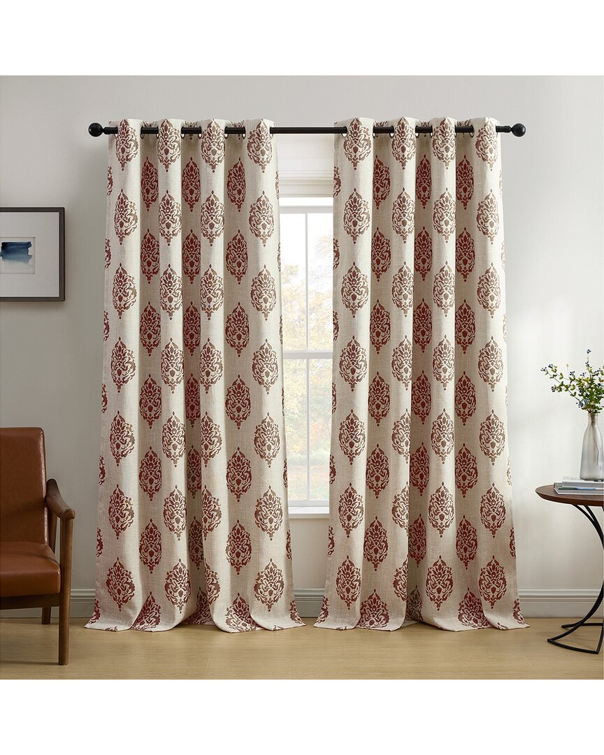 Elrene Navara Medallion Room Darkening Window Curtain In Red