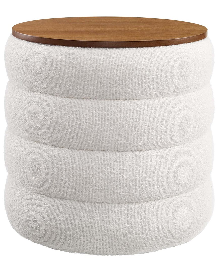 Modway Mezzo Round Boucle Fabric Storage Ottoman Stool