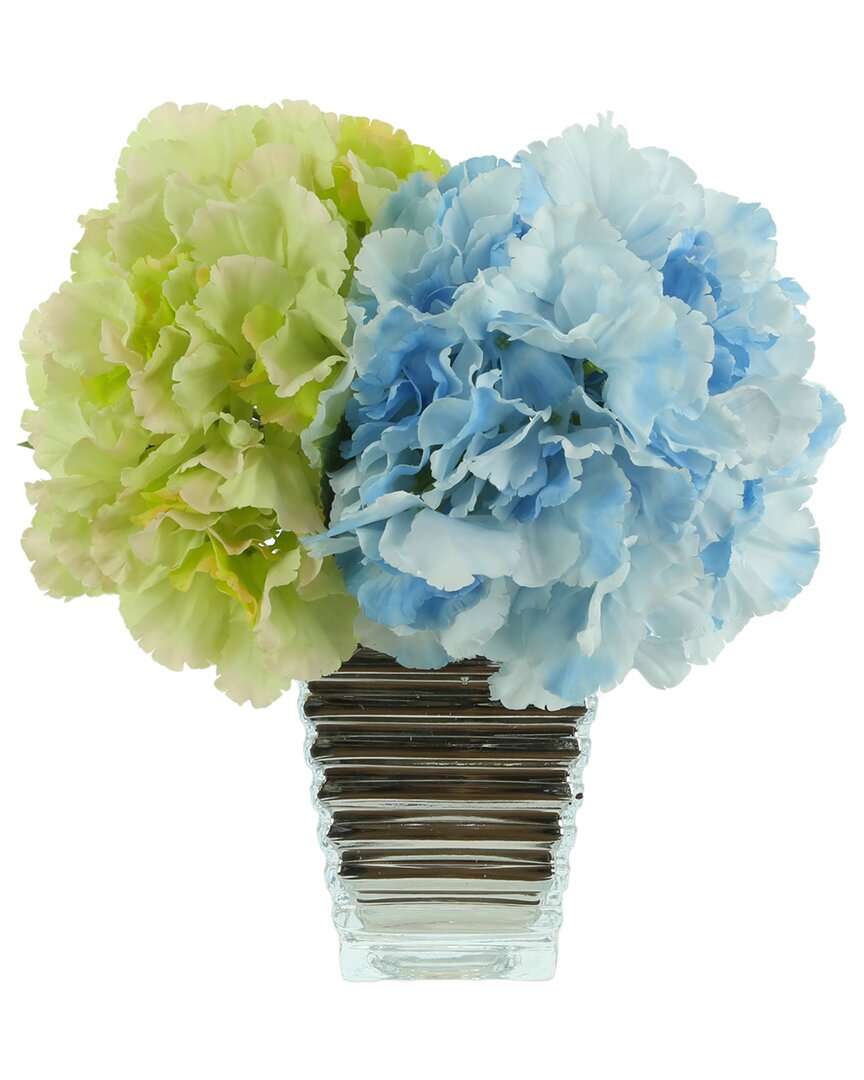 Shop Creative Displays Blue & Green Hydrangeas Arranged In A Silver Glass Vase