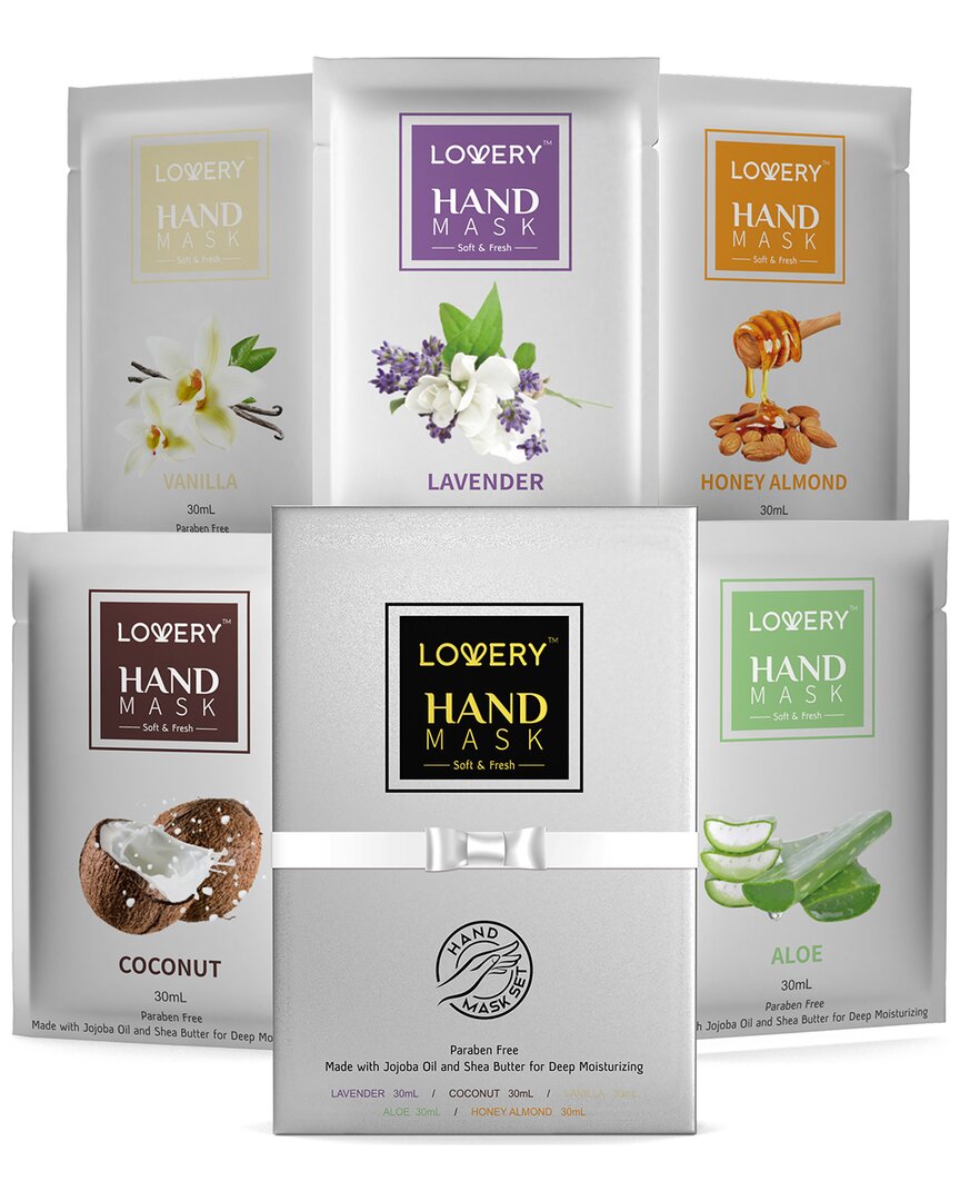Lovery Deep Conditioning Hand Mask Set With Vitamin E, Shea Butter & Jojoba Oil In Silver