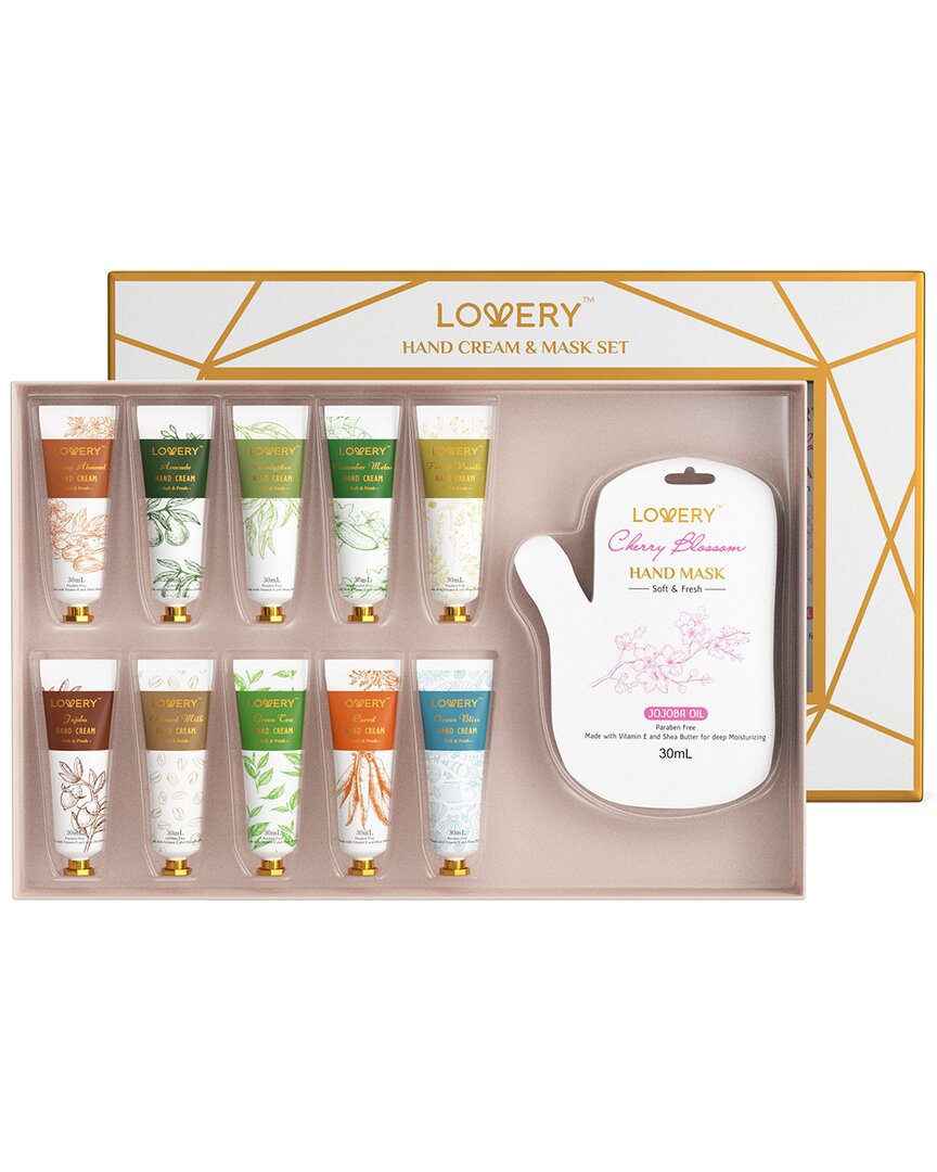 Lovery Hand Cream & Mask Gift Set - 16 Pc Fragrant Lotions And Hand Masks In Gold
