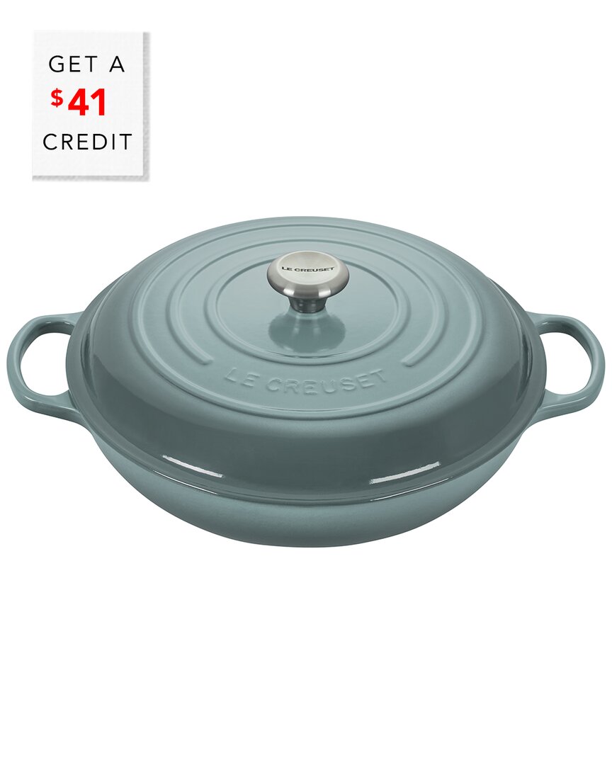 Le Creuset Signature 5 Quart Enameled Cast Iron Braiser In White