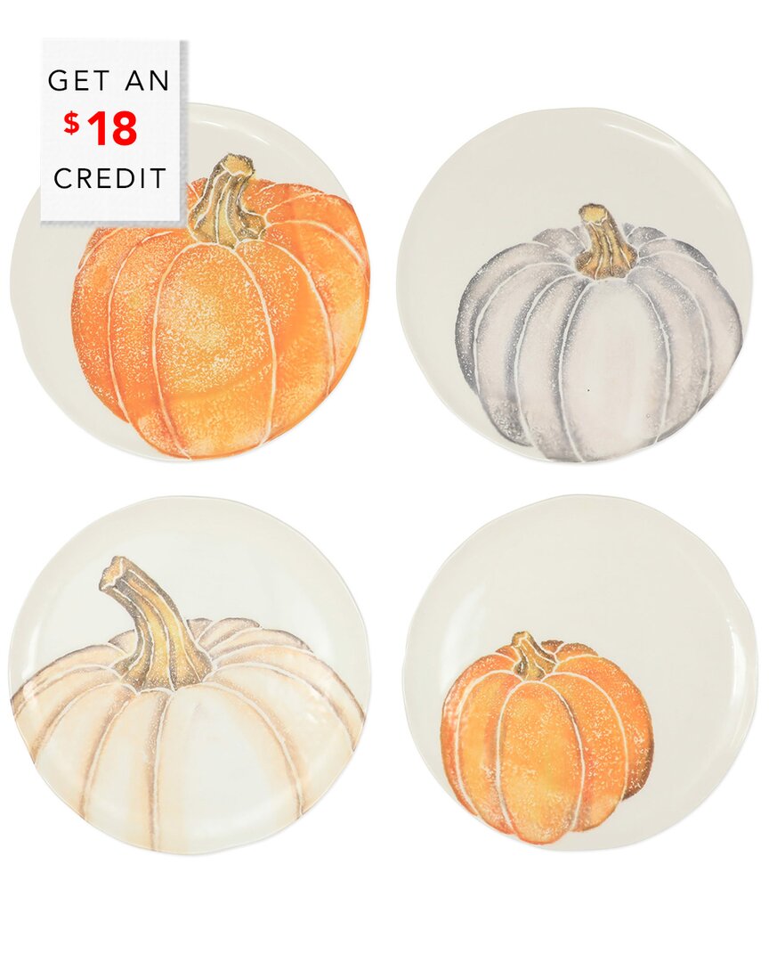 Shop Vietri Set Of 4 Pumpkins Assorted Salad Plates With $18 Credit In White