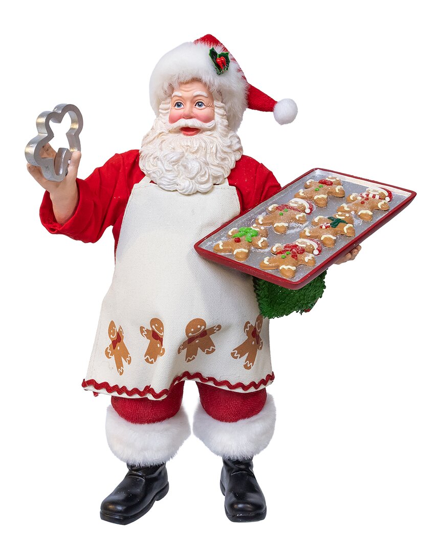 Kurt Adler 10.5in Fabriché Gingerbread Chef Santa Holding Tray Of Decorated  Gingerbread In Multi