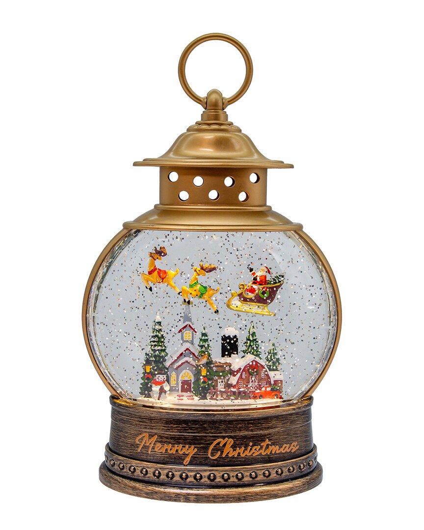 Kurt Adler 10in Battery Operated Lighted Santa On Sleigh With Swirling Glitter  Water Lantern In Multi