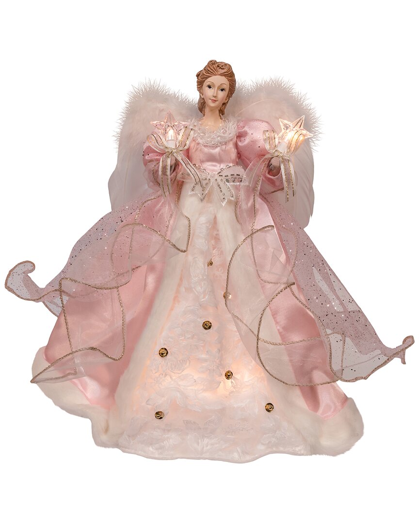 Kurt Adler 14in 10l Pink & White Angel Tree Topper