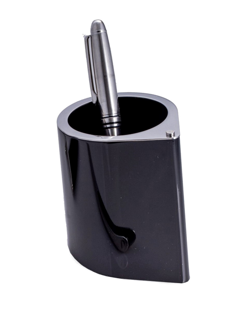Bey-berk Stainless Steel Pen Cup In Black