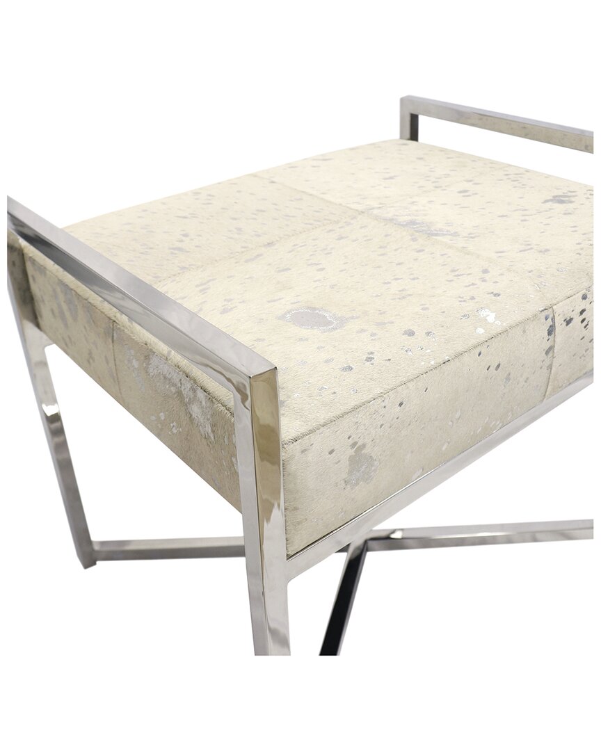 Pasargad Home Safari Cowhide Silver Bench