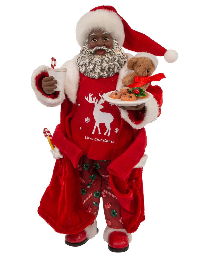 Kurt Adler 10.5in Fabriché Black Santa In Pajamas & Robe