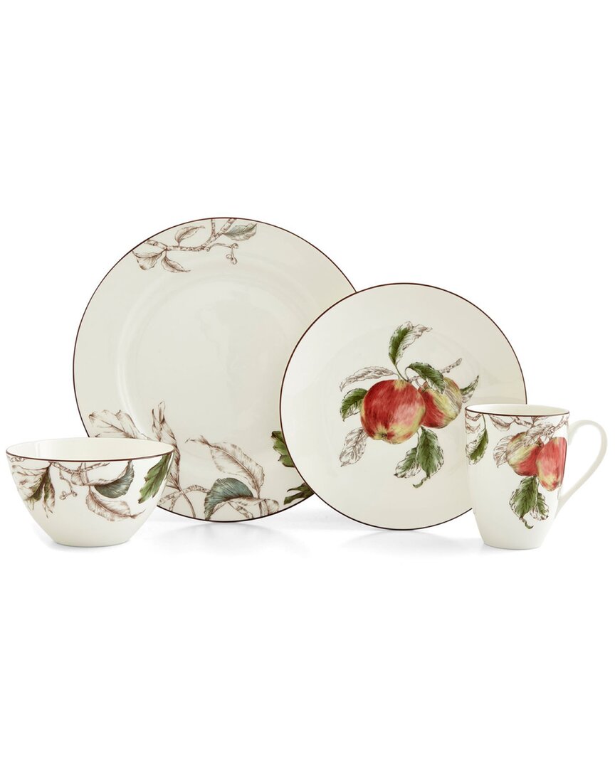 Portmeirion Nature's Bounty Apple 4pc Place Setting In White