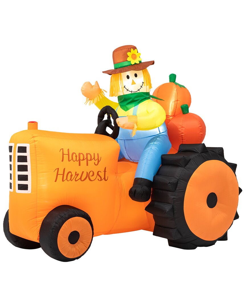 Glitzhome Handmade 7ft Fall Lighted Inflatable Tractor Decor In Multi