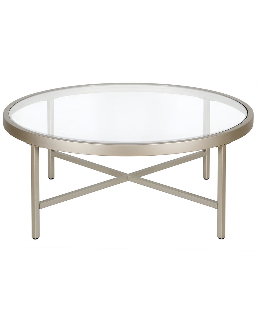 Abraham + Ivy Xivil Satin Round Coffee Table In Silver