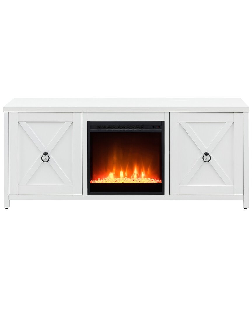 Abraham + Ivy Granger Tv Stand With Crystal Fireplace Insert In White