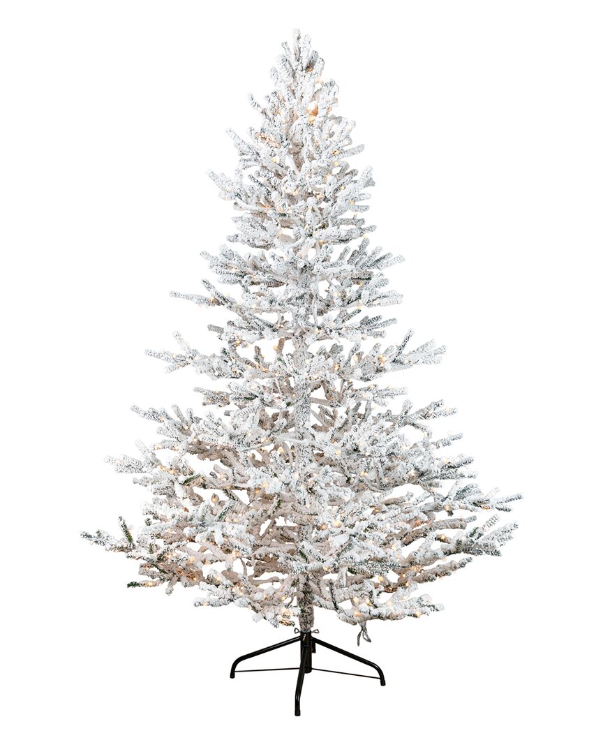 Northlight 6.5ft Pre-lit Medium Artificial Flocked Garden Christmas Tree -  Warm White Led Lights