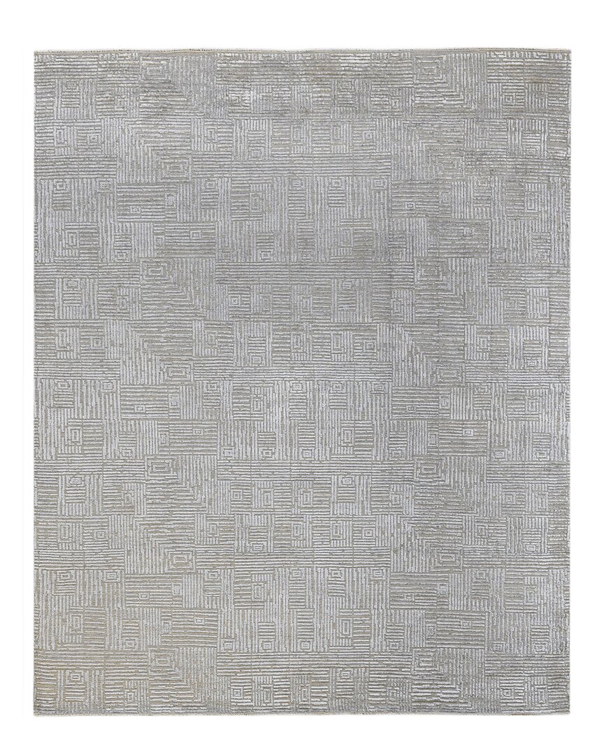 Ar Rugs Quincy Hand-knotted Wool-blend Rug In Silver