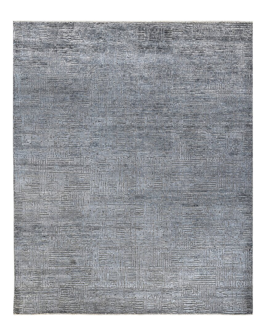 Ar Rugs Quincy Hand-knotted Wool-blend Rug In Indigo